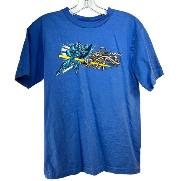 Utility T-Shirt Youth Large Blue S/S Knight Vs Scorpion Japan Anime Vintage Y2K - Picture 1 of 5
